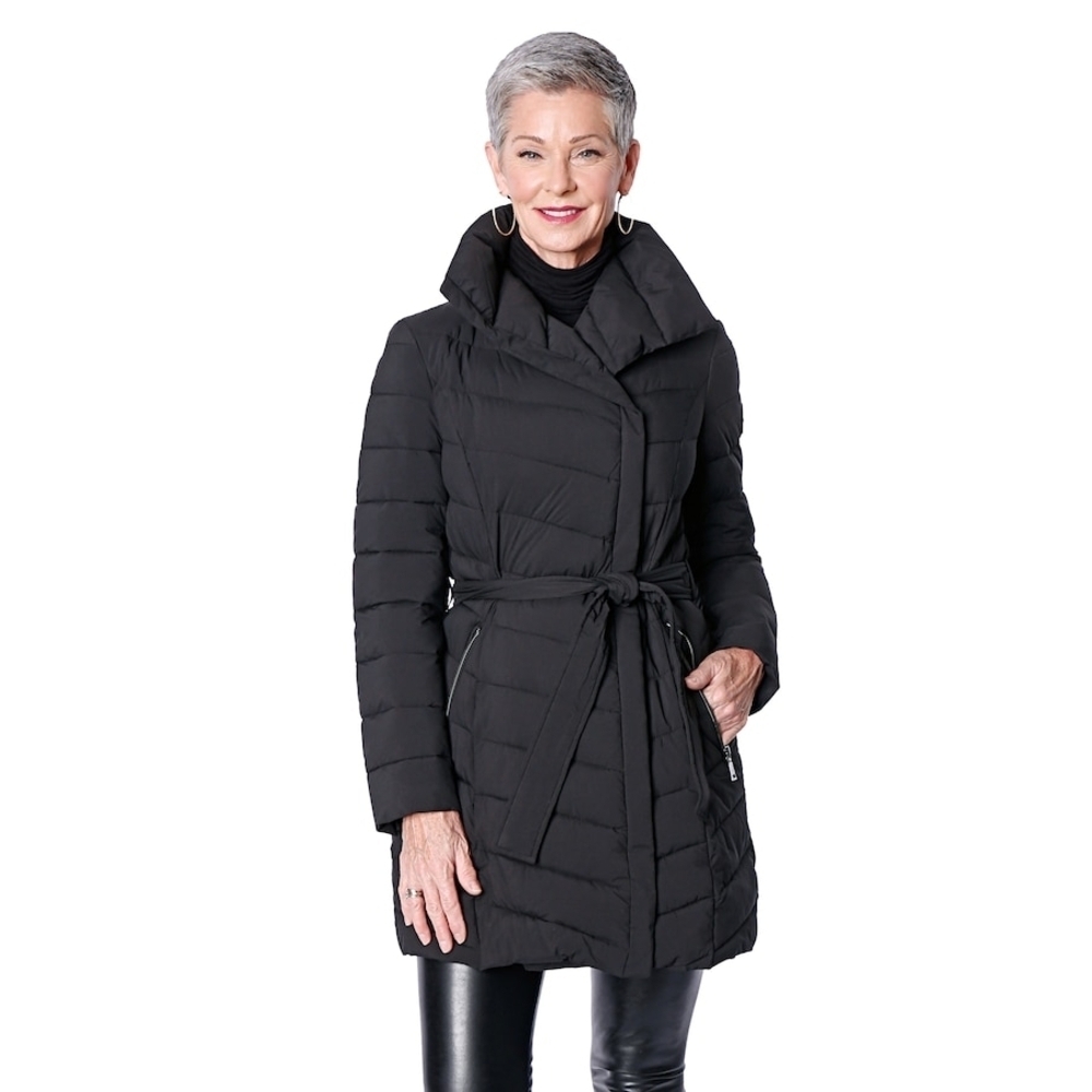 Tahari Luxary Women's Black Puffer Coat Size Large